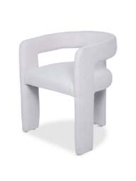 Libra Interiors Fully Upholstered Ivory Slub Chair in White, Size 60x50x72 - thumbnail 1