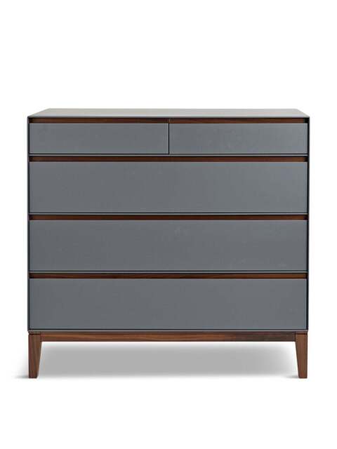 Heal's Lars 5 Drawer Dresser Wide /walnut in Grey, Size 100x45x94