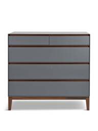 Heal's Lars 5 Drawer Dresser Wide /walnut in Grey, Size 100x45x94