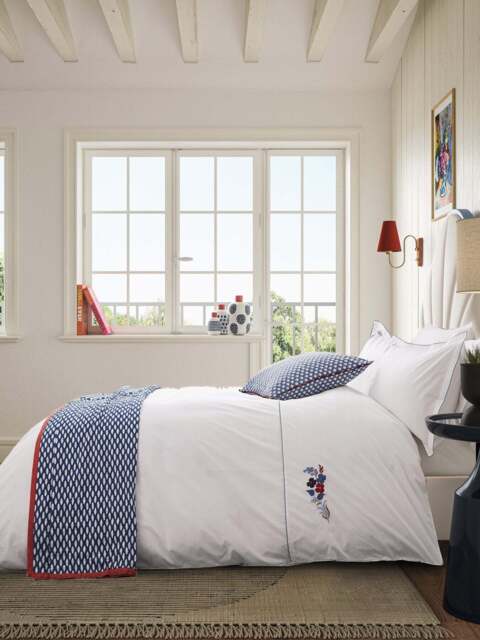 Land & Shore Fia Cover Set in Blue/Red, Cotton, Size Double - image 1