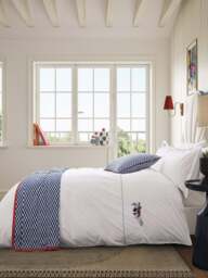 Land & Shore Fia Cover Set in Blue/Red, Cotton, Size Double - thumbnail 1