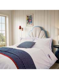 Land & Shore Fia Cover Set in Blue/Red, Cotton, Size Double - thumbnail 2
