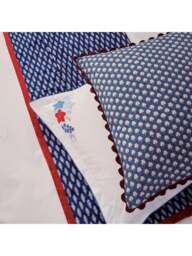 Land & Shore Fia Cover Set in Blue/Red, Cotton, Size Double - thumbnail 3