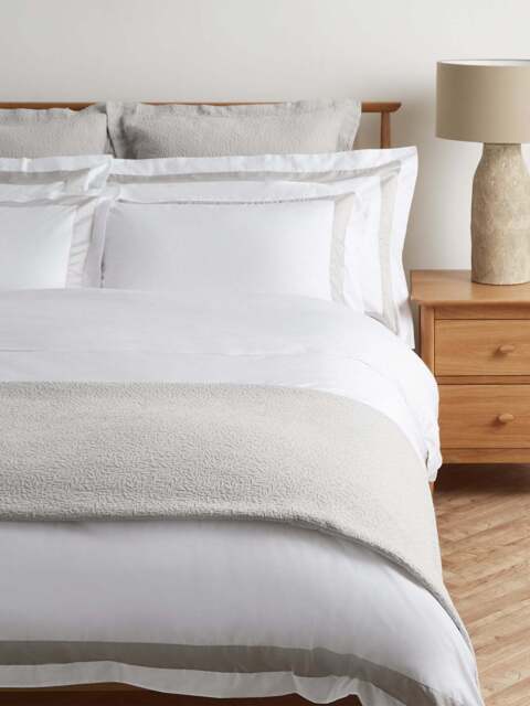 Fenwick at Home Eldon Duvet Cover White in White/Cool Grey, Cotton, Size Superking - image 1