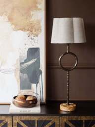 Libra Interiors Rutland Table Lamp in brown, Linen - thumbnail 2