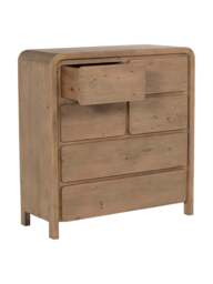 Barker and Stonehouse Tosca Reclaimed Wood 6 Drawer Tall Boy in Brown, Size 115Cm - thumbnail 3