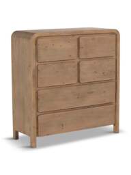 Barker and Stonehouse Tosca Reclaimed Wood 6 Drawer Tall Boy in Brown, Size 115Cm - thumbnail 1