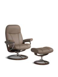 Barker and Stonehouse Consul Medium Signature Recliner Chair And Footstool in Brown