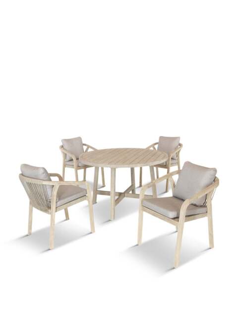 Kettler Cora Rope 4-Seater Round Dining Set Cream - image 1