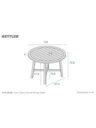 Kettler Cora Rope 4-Seater Round Dining Set Cream - thumbnail 5