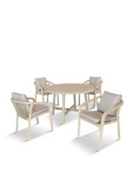 Kettler Cora Rope 4-Seater Round Dining Set Cream - thumbnail 1