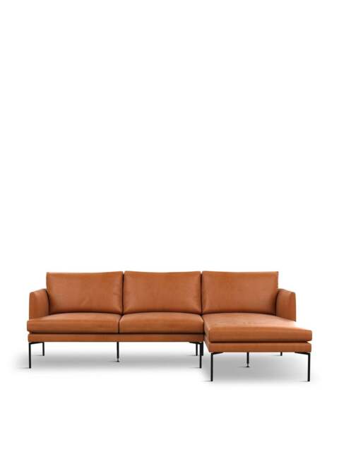 Heal's Matera Right Hand Facing Corner Chaise Sofa Daino in Tan, Leather, Size 232x150x82