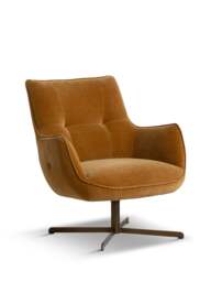 Barker and Stonehouse Milne Light Brown Fabric Swivel Armchair in Orange - thumbnail 1