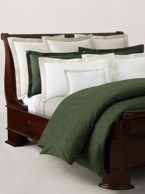 Ralph Lauren Home Doncaster Flat Sheet in Dark Green, Cotton/Linen, Size King - image 1