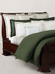 Ralph Lauren Home Doncaster Flat Sheet in Dark Green, Cotton/Linen, Size King - thumbnail 1