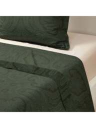 Ralph Lauren Home Doncaster Flat Sheet in Dark Green, Cotton/Linen, Size King - thumbnail 2