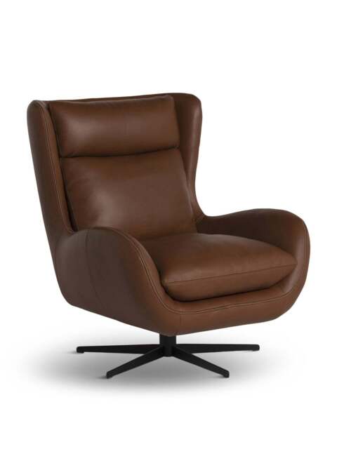 Barker and Stonehouse Uma Swivel Armchair in Brown, Leather - image 1
