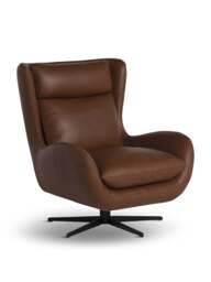 Barker and Stonehouse Uma Swivel Armchair in Brown, Leather - thumbnail 1
