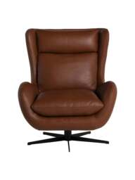 Barker and Stonehouse Uma Swivel Armchair in Brown, Leather - thumbnail 3