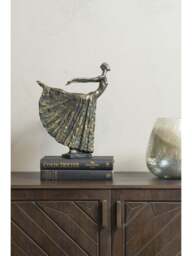 Libra Interiors Standing Resin Lady Dancer in Bronze, Size 32x25x9 - thumbnail 4