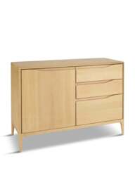 Barker and Stonehouse Romana Oak Wood 1 Door 3 Drawer Small Sideboard in Neutral - thumbnail 1