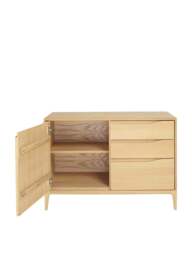 Barker and Stonehouse Romana Oak Wood 1 Door 3 Drawer Small Sideboard in Neutral - thumbnail 3