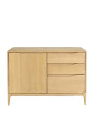 Barker and Stonehouse Romana Oak Wood 1 Door 3 Drawer Small Sideboard in Neutral - thumbnail 2