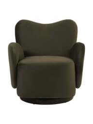 Libra Interiors Bingham Upholstered Swivel Chair Velvet in Green, Size 80x78x76 - thumbnail 2