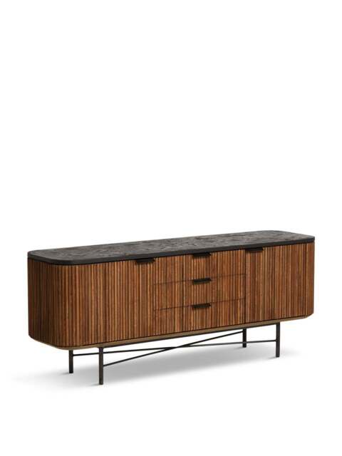 Barker and Stonehouse Trinidad Fluted Reclaimed Teak Wood Tv Unit in Brown - image 1