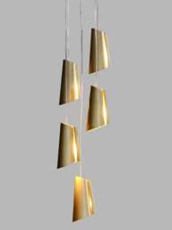 Heal's Pasmore Metal 5 Light Pendant in Brass, Wood/Metal - thumbnail 3