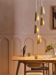 Heal's Pasmore Metal 5 Light Pendant in Brass, Wood/Metal - thumbnail 2