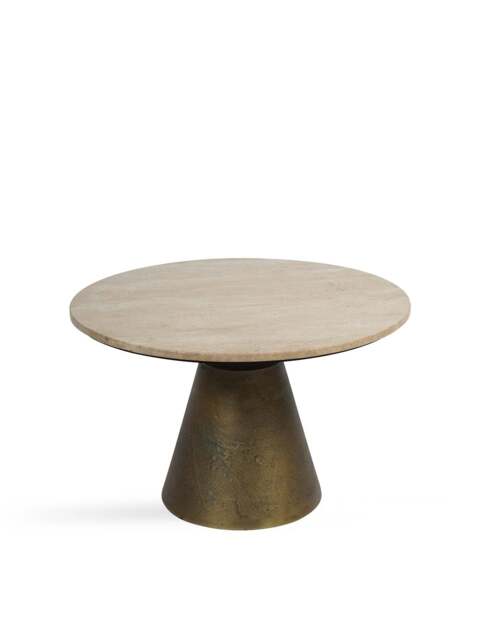 Libra Interiors Clifton Ii Antique Brass And Light Travertine Coffee Table in Peach, Size 299x60x60 - image 1