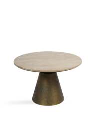 Libra Interiors Clifton Ii Antique Brass And Light Travertine Coffee Table in Peach, Size 299x60x60