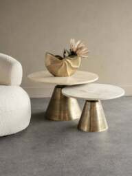 Libra Interiors Clifton Ii Antique Brass And Light Travertine Coffee Table in Peach, Size 299x60x60 - thumbnail 2