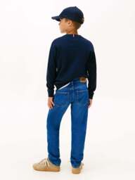 Tommy Hilfiger Dark Wash Straight Leg Jeans in Trueblueamericanadk, Cotton, Size 8 YEARS - thumbnail 3