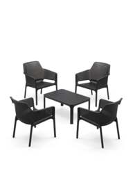 Nardi Anthracite Net Table With 4 Relax Armchairs, Size 100cm