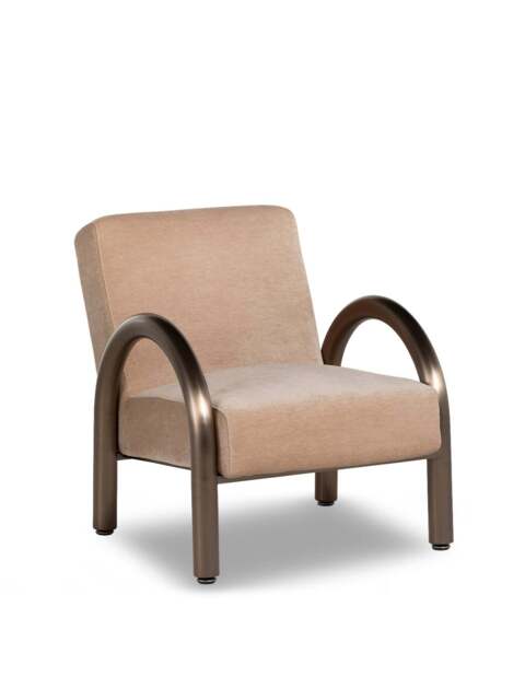 Barker and Stonehouse Tolliver Beige Velour Fabric Armchair in Brown - image 1