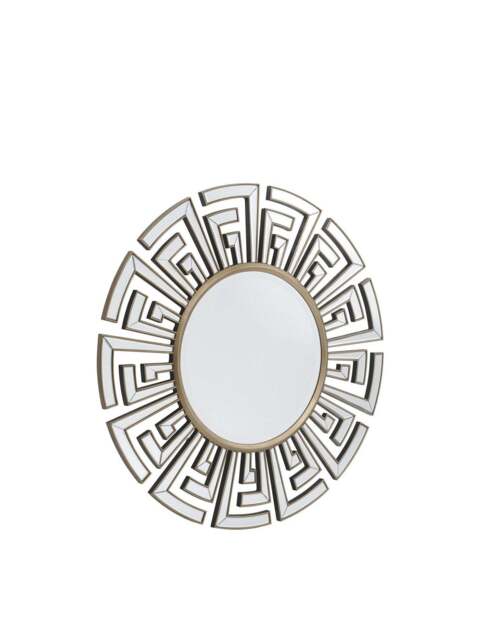 Libra Interiors Claridge Deco Round Mirror in Gold, Wood/Metal, Size One