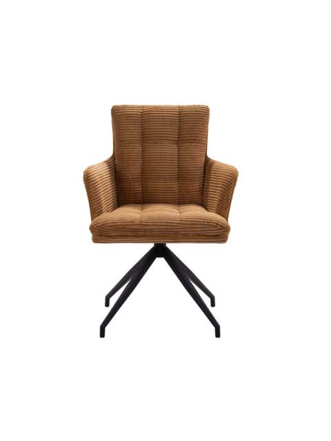 Barker and Stonehouse Odine Velvet Swivel Stitched Dining Chair With High Arms in Orange, Wood/Metal - image 1