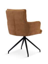 Barker and Stonehouse Odine Velvet Swivel Stitched Dining Chair With High Arms in Orange, Wood/Metal - thumbnail 4