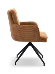 Barker and Stonehouse Odine Velvet Swivel Stitched Dining Chair With High Arms in Orange, Wood/Metal - thumbnail 3