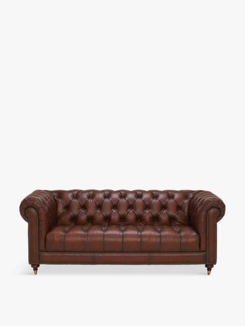 Barker and Stonehouse Ullswater 3 Seater Chesterfield Sofa in Vintage Tabac, Leather - image 1