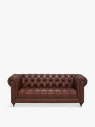 Barker and Stonehouse Ullswater 3 Seater Chesterfield Sofa in Vintage Tabac, Leather - thumbnail 1