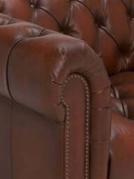 Barker and Stonehouse Ullswater 3 Seater Chesterfield Sofa in Vintage Tabac, Leather - thumbnail 3
