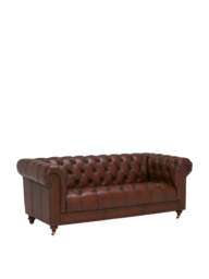 Barker and Stonehouse Ullswater 3 Seater Chesterfield Sofa in Vintage Tabac, Leather - thumbnail 2