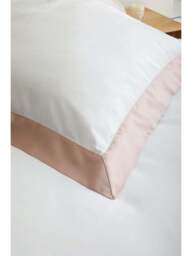 Fenwick at Home Tyne Collection Pillowcase Standard Pink in White/Blush, Cotton/Linen, Size Oxford - thumbnail 3