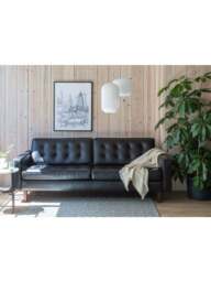 Heal's Hepburn 4 Seater Sofa In Grain Graphite in Black, Leather, Size 220x100x85 - thumbnail 3