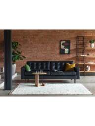 Heal's Hepburn 4 Seater Sofa In Grain Graphite in Black, Leather, Size 220x100x85 - thumbnail 4