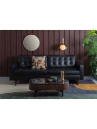 Heal's Hepburn 4 Seater Sofa In Grain Graphite in Black, Leather, Size 220x100x85 - thumbnail 2