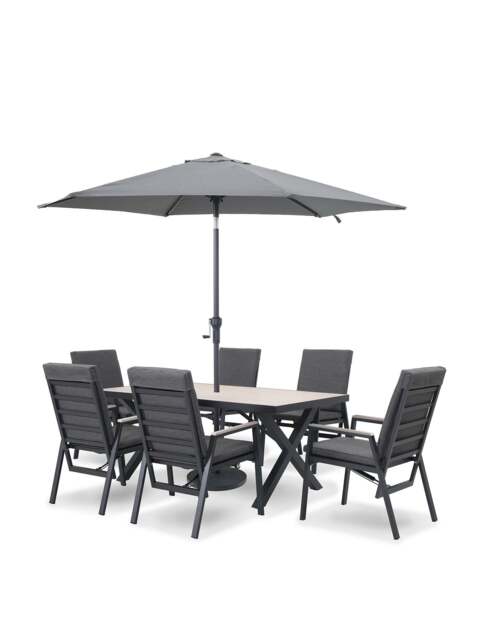 Kettler Tudor Garden 6 Seat Recliner Dining Set in black